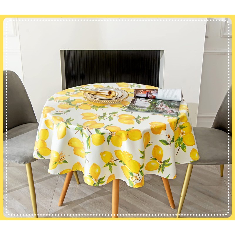 SITAKE 140cm Diameter Round Tablecloth, Polyester Wipeable Circular Table Cover,