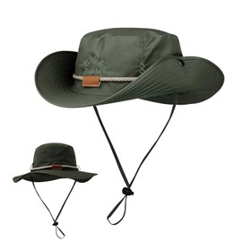 KASESSS Sun Hat Men Hiking Hat Men Outdoor Fishing Hat Men Sun Protection Hat with Chin Strap Fishing Hat Summer Bucket Hat for Beach Travel Golf Hunting Fishing Hiking Green