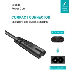 AC Power Cord Fit for ONN. 100008736,JBL PartyBox 100 110 200 300 310 710 1000 On-The-Go Wireless Bluetooth Speaker Audio System Replacement 2 Prong Charge Cable 6 Feet