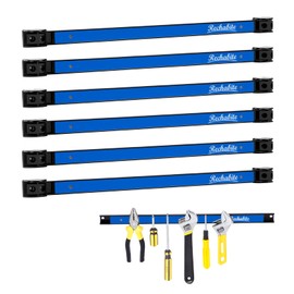 Rechabite 6 Pieces 18" Magnetic Tool Holder Strip, Blue Magnet Bar, Metal Tool Organizer Rack for Garage Organization, Easy To Install in Workshop, Mounting Screws Included