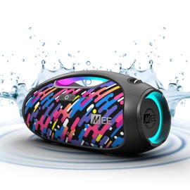 MEE audio PartySPKR Bluetooth Wireless Speaker, Powerful 60W RMS Stereo Sound, 2 Subwoofers, Dynamic LED Lighting, Party Mode for Connecting 100+; Portable Speaker for Indoor & Outdoor Use, Colorful