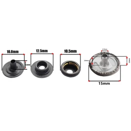 Trimming Shop 50 Set Snap Fasteners Press Studs Heavy Duty Metal Snap Buttons for Clothes Handbag Purse Sewing Craft Leather Jackets DIY Supplies, Gunmetal Black, 15mm