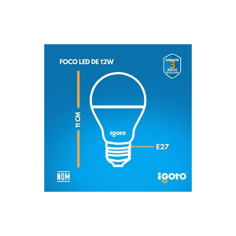 iGoto F3P20112 Pack de 3 Focos 12w A55 Luz Calida
