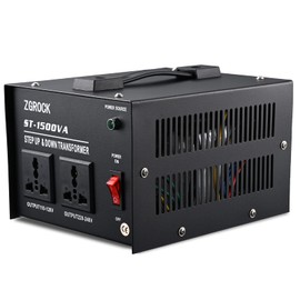 ZGROCK 1500W Voltage Converter Transformer Heavy Duty Step Up/Down- 110 / 220V- Circuit Breaker Protection