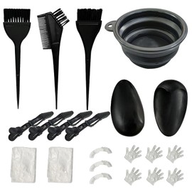 17-Piece Hair Dye Brush Set, Hair Dyeing Accessories, with Brush Comb, Hair Dye Bowl, Colouring Brush, Ear Cover, Hair Pins, Gloves, for DIY Salon Hair Dyeing Kit, Hair Dyeing Tool, Hair Dye Set