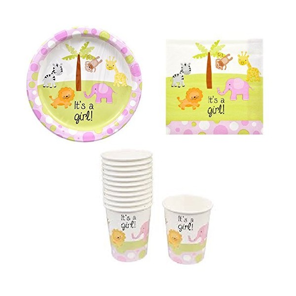 Baby Shower Paper Plates, Cups and Napkins (It's a Girl!)