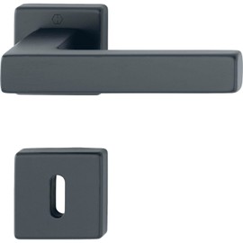 HOPPE 12248174 Lever 52-57, AL3 Handle Set Austin-on Rosette BB, TS 52-57 mm, Aluminium Black