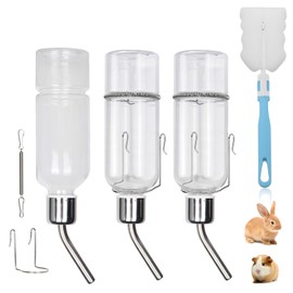 Pack of 3 Drinking Bottle Rabbit with Holder, 350 ml Drinking Bottle Rabbit Drinking Bottle Hanging Pets Water Dispenser for Guinea Pigs Hamsters Chinchillas