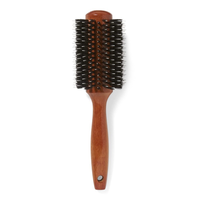Ion Golden Wood Boar Bristle Round Brush Large, Salon Blowout,