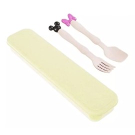 Cubiertos Para Lunch Portatil Cubierto Portátil Ecológico Diseño Micky Minni Fibra Trigo
