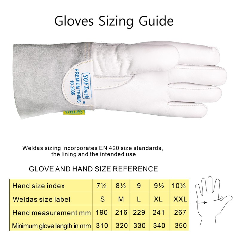 Weldas® SOFTouch™ Clute cut top grain cowhide precision welding gloves,