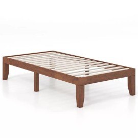 COSTWAY 14" Twin Size Modern Wooden Platform Bed Frame Bedroom w/Solid Rubber Wood Frame