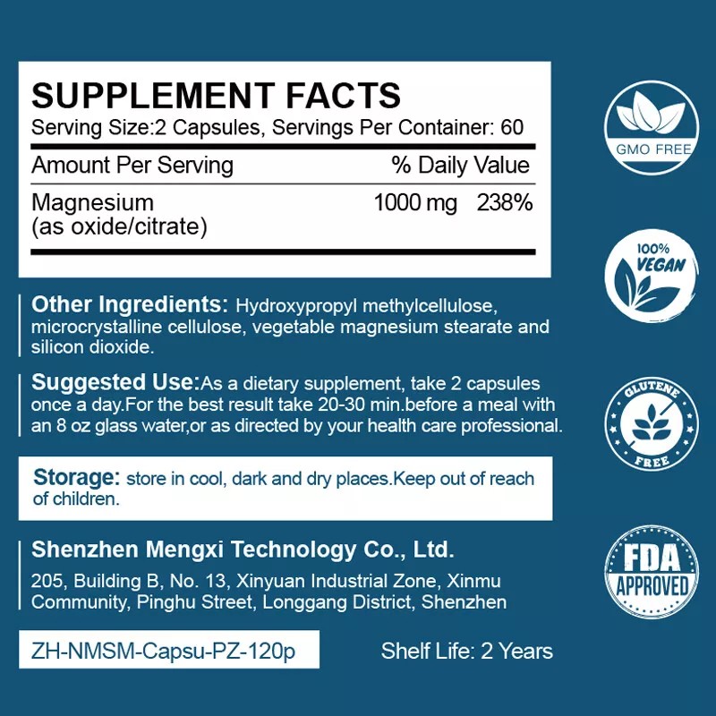 240Pills Magnesium Citrate 1000mg Capsules Super Strong Effective Vegan Capsules