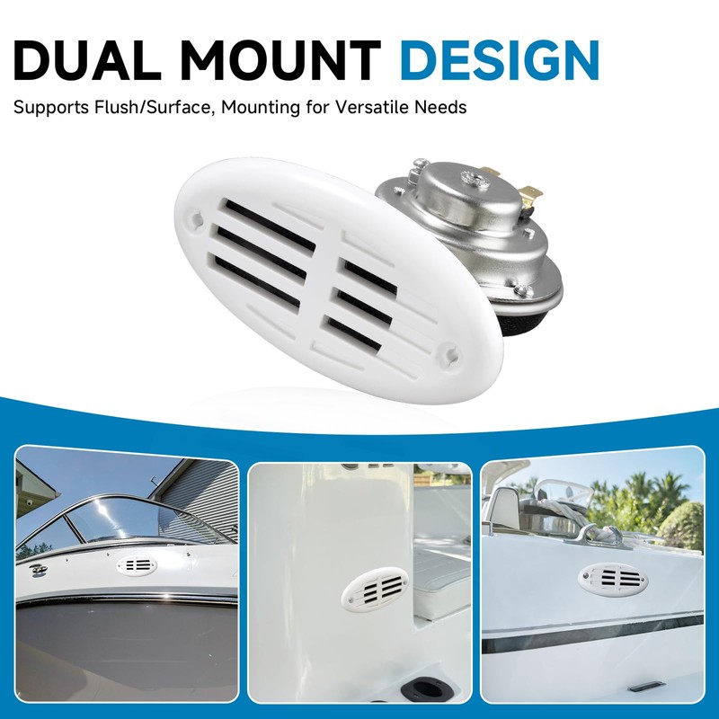 FARBIN Stainless Steel Boat Horn, 12V Marine Horn, Drop‑in Hidden
