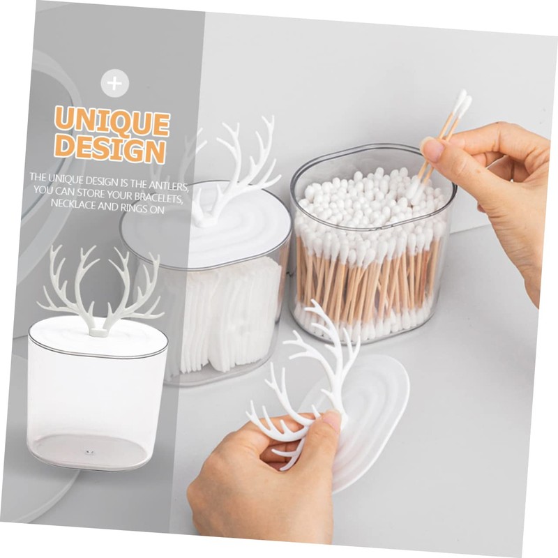 Ciieeo Cotton Holder with Lid Makeup Organizer for Cotton Swabs
