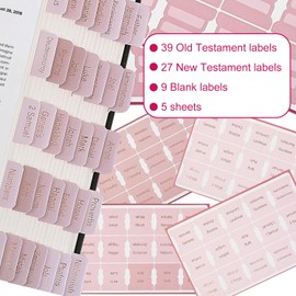 Bible Tabs, 75 Pcs Bible Tabs for Study Bible, Old and New Testament Studying with Blank Laminated Bible Tabs Pink, Bible Journaling Supplies for Women Bible Study Accessories