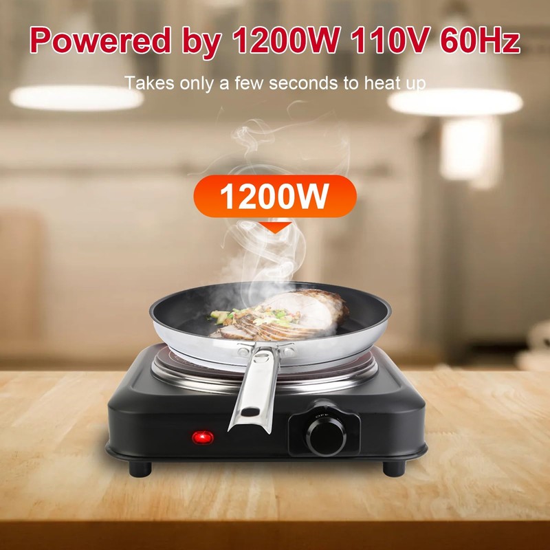 KOCASO 1200W Electric Infrared Single Burner, Electric Stove for Cooking,
