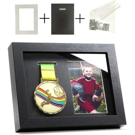 Medal Display Shadow Box - Single Medal Display case - Perfect Medal Display for Runners, Marathon, Race Winner,Soccer, Football, Gymnastics & All Sports (Black, 6x8)