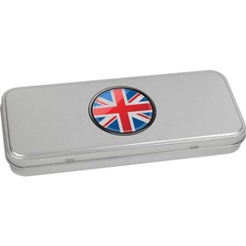 Azeeda 'Union Jack in Circle Frame' Metal Hinged Stationery Tin/Storage Box (TT00242404)