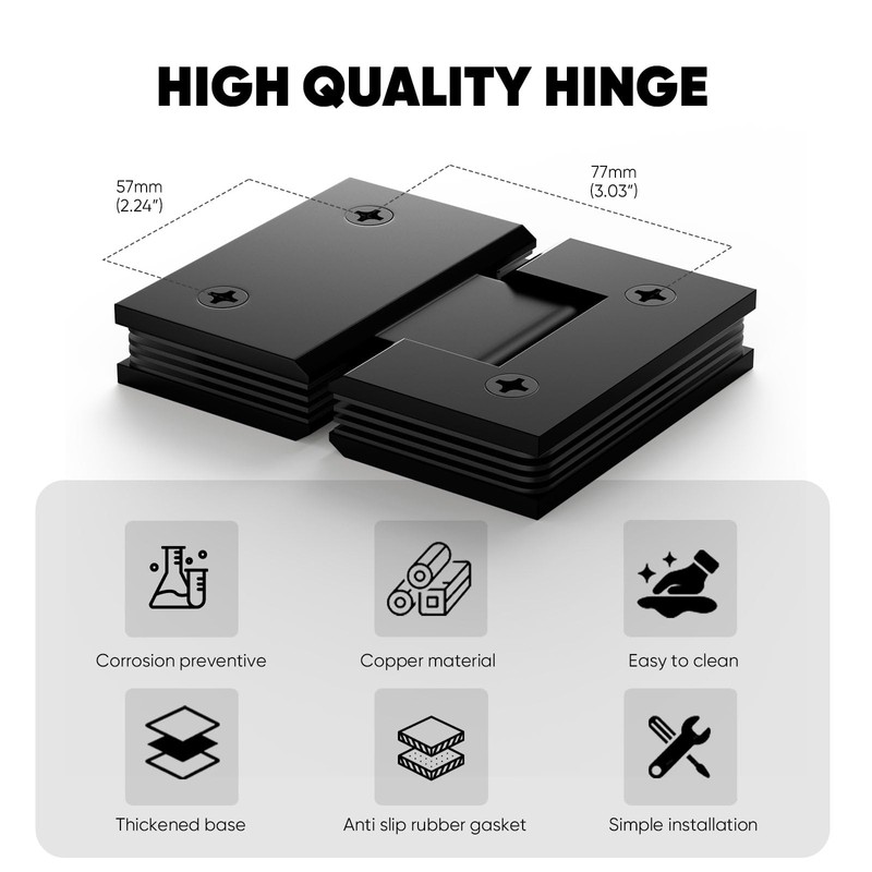 AatrixQuayn 180 Degree Glass Shower Door Hinges Heavy Duty Solid