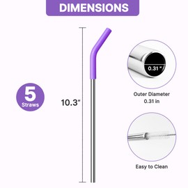 Lpaacat Metal Straws Reusable for 20 oz YETI Tumbler Mug, 8.5”Stainless Steel Reusable Drinking Straw with Silicone Tips for 20 oz Tumbler,1 Portable Bag