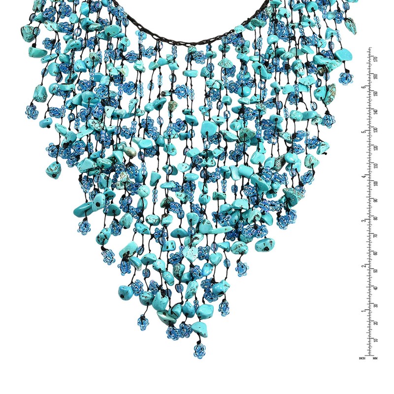 AeraVida Dramatic Draping Waterfall Simulated Turquoise Layered Statement Collar Necklace