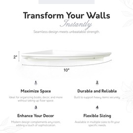 InPlace Durable Contemporary Corner Shelf Kit - Easy to Install & Remove, Floating Corner Shelves - Wall Mounted Decorative Corner Shelf for Flowers or Small Lamp - 10"D x 10"W x 2"H, White - 0199020