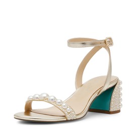 Betsey Women's Tina Heeled Sandal, Gold, 10