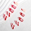 Christmas Press on Nails Medium Almond Red White Stipe Snowflake