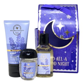 Generic Bath and Body Work Aromatherapy Sleep LAVENDER + VANILLA To All A Good Night 3 Piece Travel Size Gift Bag Set, purple