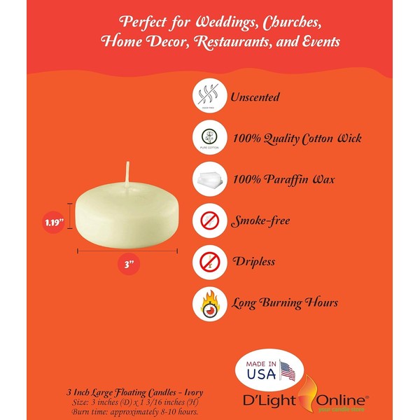 D'light Online Floating Candles Bulk Pack for Events, Weddings, Spa,
