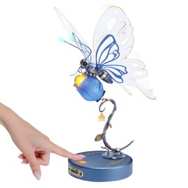 RoWood 3D Puzzles for Adults,Mechanical Butterfly Puzzle for Adults,Species Model Kit,Electric Building Toy Kit,DIY Creative Craft Gifts for Adults,Unique Office&Home Decor (Blue)