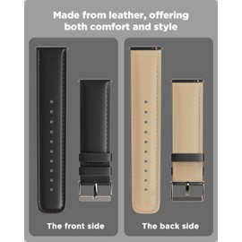 TOOBUR 22mm Watch Strap, Vintage Leather Replacement Bracelet, Replacement Strap for Men Women, Compatible with watches with 22mm lug width, universal model, Balck
