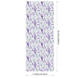 LIIJII Stained Glass Window Privacy Film, Removable Static Cling Purple Lavender Floral Frosted Film Decorative UV Resistant, Window Clings Privacy Film for Bathroom Glass Windows 17.52" x 78.74"
