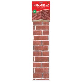 Beistle Brick Wall Backdrop 4ft x 30ft Plastic for Christmas Mardi Gras Parties