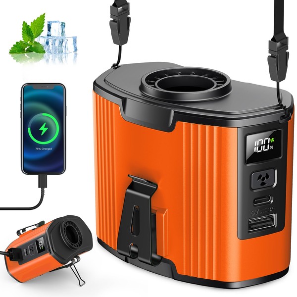 (40Hours Cooling) Portable Waist Fan Rechargeable,17000Rpm High Speed,10 Speeds Personal