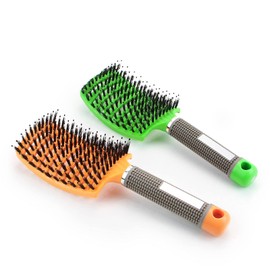 Hair Brush Wild Boar Bristles Detangling Brush, Ventilated Curved Hair Brush Without Pulling, Hair Brush, Hair Styling Brush Set (2 Pieces)
