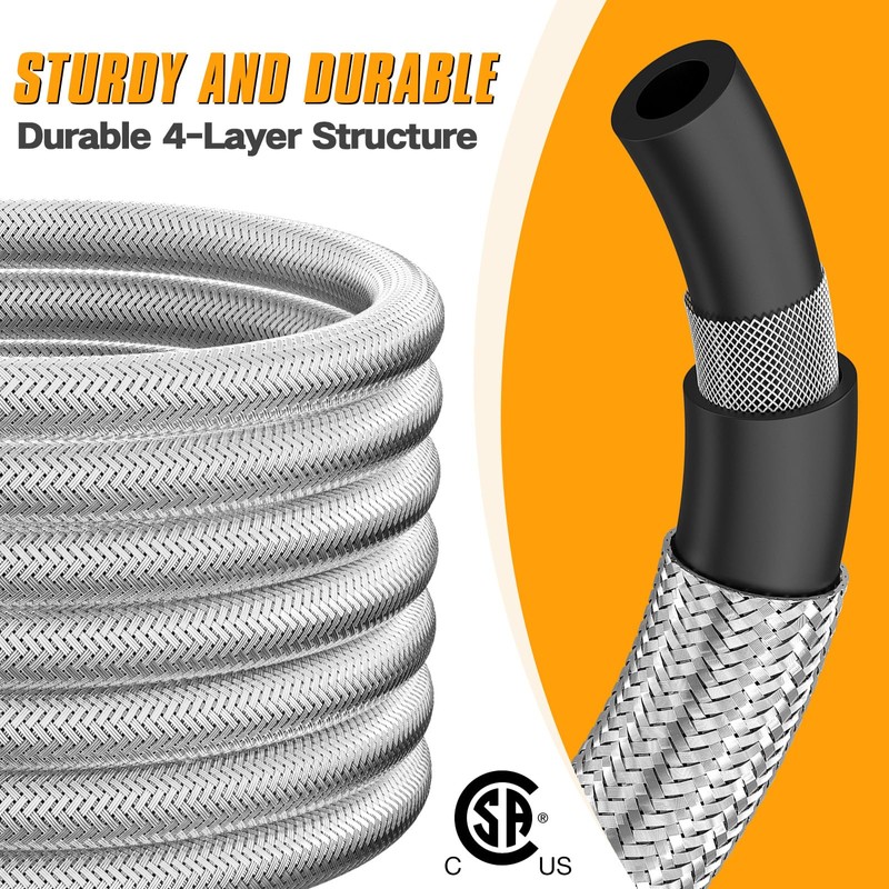 12FT RV Quick Connect Propane Hose with 1/4" Safety Shutoff