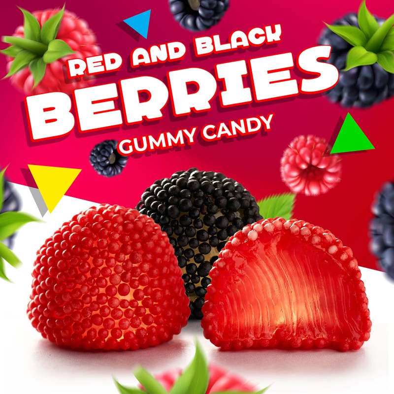 Berries Gummy Candy | 2 Pound Bag | Red and