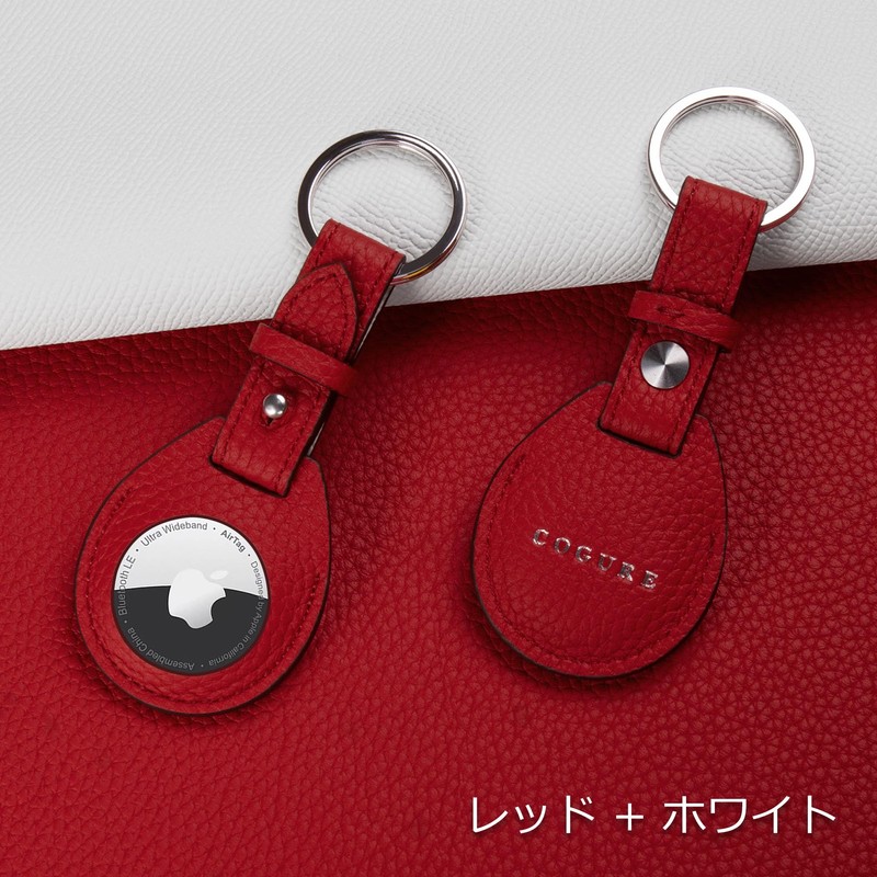 COGURE COPAT-K Charm Keychain, AirTag Case, Genuine Leather, Air Tag