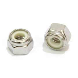 Lock Nut 1/4"-20 Inch (100 Pieces) Stainless Steel Finish Hex, by Bolt Dropper, 304 18-8 Stainless with Nylon Insert.
