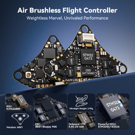 BETAFPV G473 4-in-1 Air Brushless Flight Controller Lightweight 1S AIO FC with 16MB BlackBox BB51 Bluejay 96K ESC OSD Chip SPI Connection External UART Port for 1S FPV Whoop Drone Quad Like