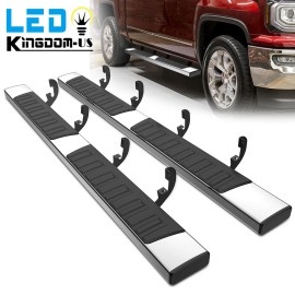 LEDKINGDOMUS 6" Running Boards for 07-18 Silverado Sierra 1500 Crew Cab Nerf Bars Side Steps