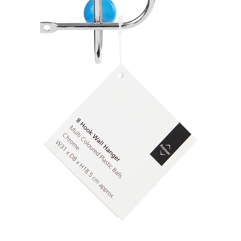 Premier Housewares 0509645 8 Hook Wall Hanger - Multi-Coloured