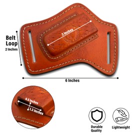 Red Scorpion Premium Leather Sheath for Pocket Knife - Durable, Handcrafted, and Stylish Knife Holder for Outdoor Enthusiasts and EDC