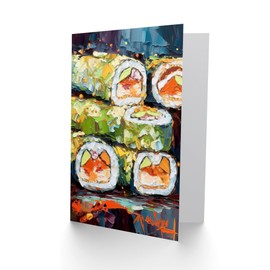 Artery8 California Roll Sushi Food Lover for Him or Her Man Woman Birthday Thank You Congratulations Blank Art Greeting Card