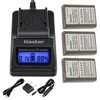 Kastar 3Pack Battery and LCD Fast Charger with USB Output