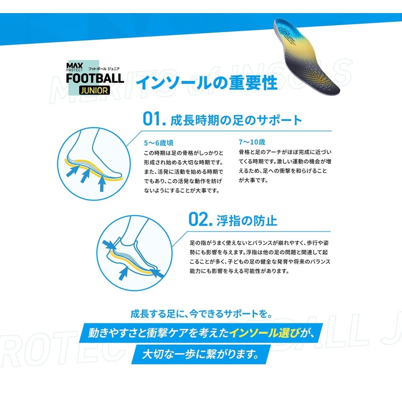 SIDAS 330215101 Max Protect Football Junior Insole, Elementary School, Children,