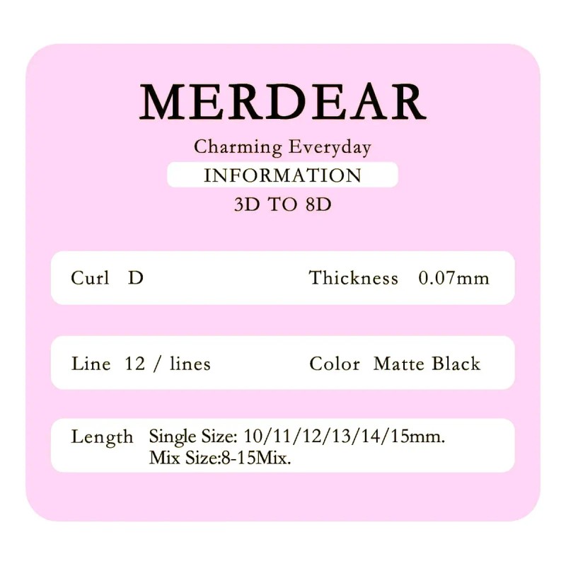 Extensiones De Pestañas Merrdear U Shaped 4d Uu Mix 8-15