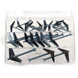 CONFAST Heavy Duty Hollow Wall Anchors for Drywall, 24 Pc Toggle Bolts and Wing Nut Kit Metal Drywall Anchors and Screws Assortment Set, 3 Size Butterfly Anchors 1/8", 3/16" and 1/4"